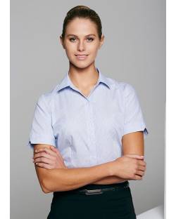 Henley Stripe Ladies, Short Sleeve